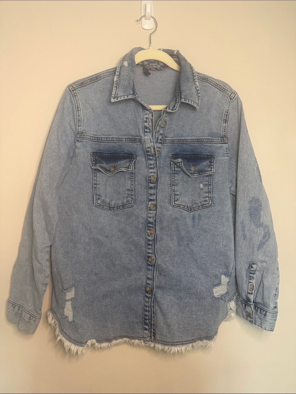 Pilcro Light Blue Distressed Denim Jacket
